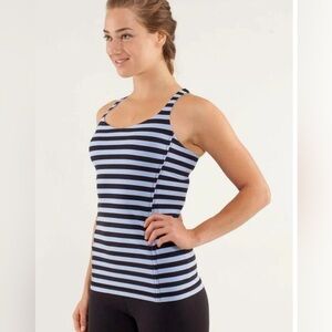 Lululemon Free To Be Tank Top Blue With Stripes Size 4 - Like New